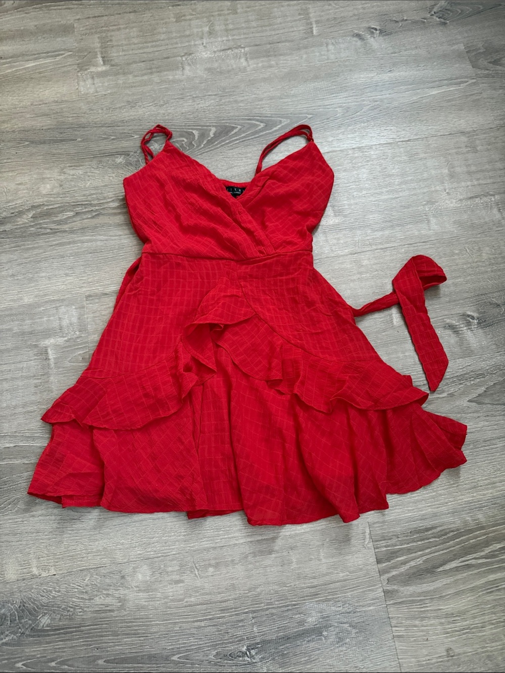Trixxi Red Ruffle Wrap Mini Dress